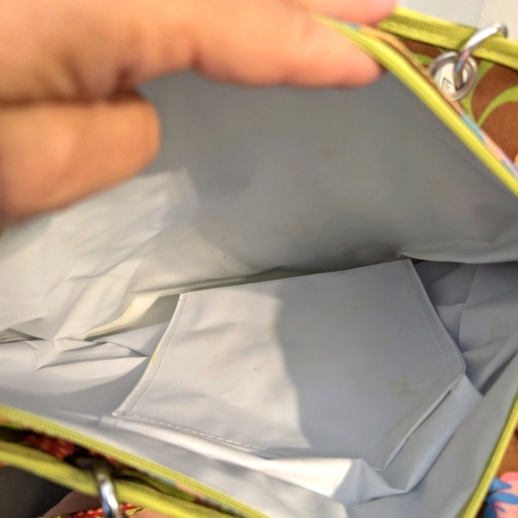 Picnic At Ascot Large Floral Insulated Colorful Tote‎ Silver Chain Detail - Picture 12 of 12